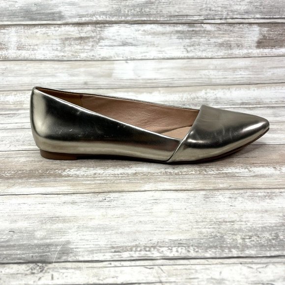 Madewell Shoes - Madewell Mira Womens Size 6 US Metallic Sand Silver Pointy Toe Flats Shoes